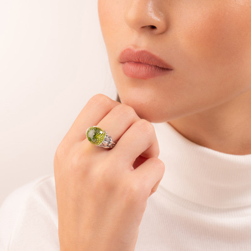 Anello Gerardo Sacco Stagioni in Estate Sfera Cubic Zirconia Azzurra - Misura 12