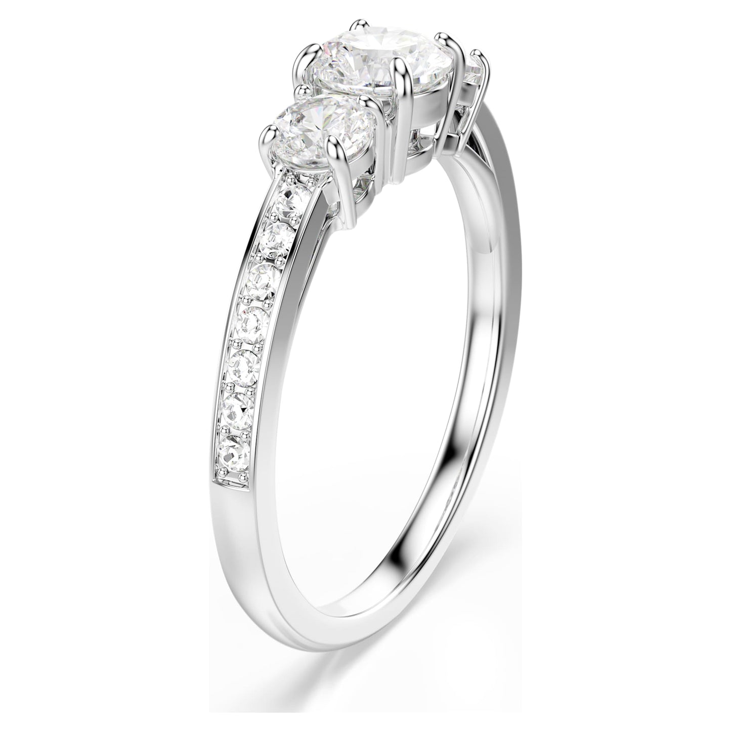 Anello Swarovski Stilla Attract Taglio Round, Bianco, Placcato color argento