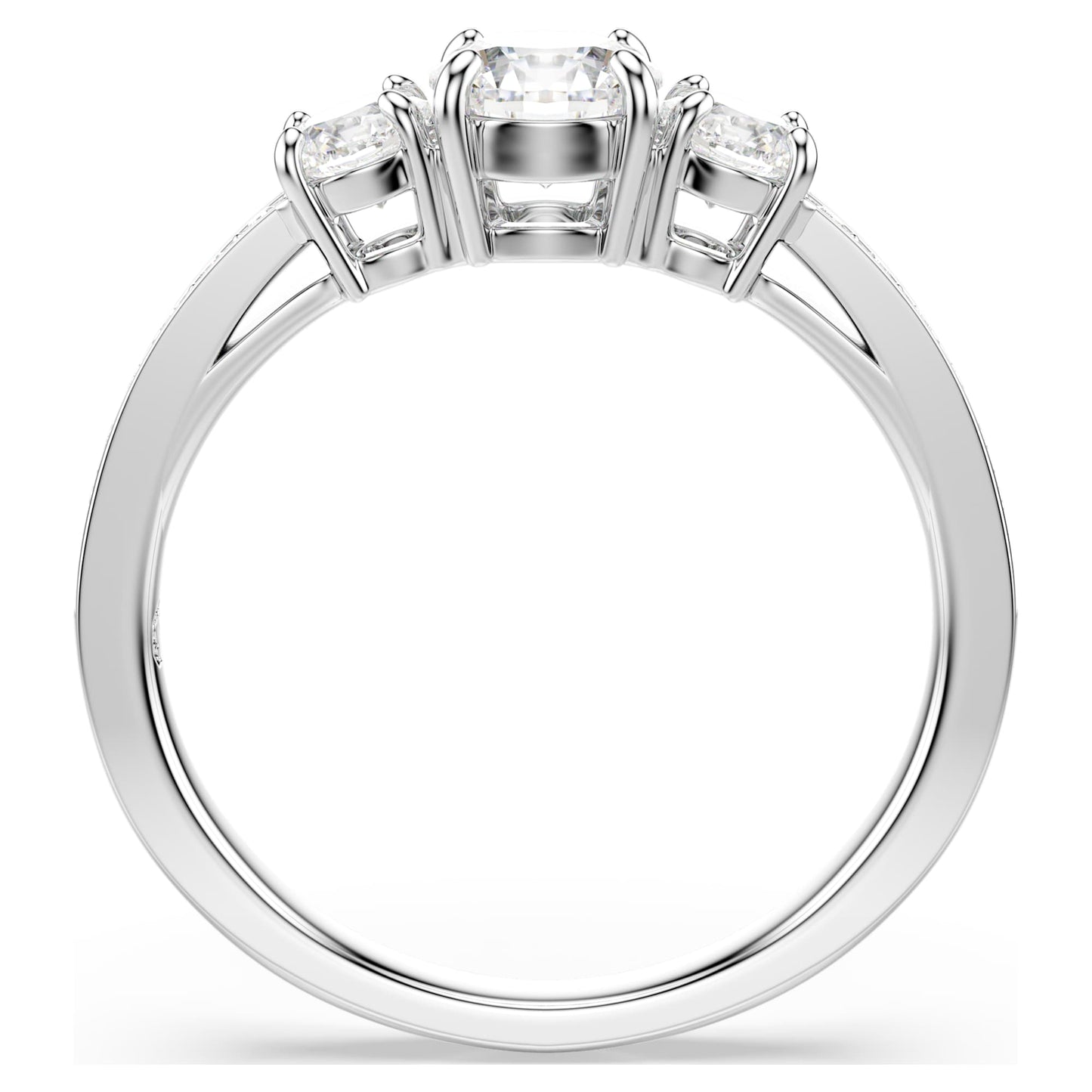 Anello Swarovski Stilla Attract Taglio Round, Bianco, Placcato color argento