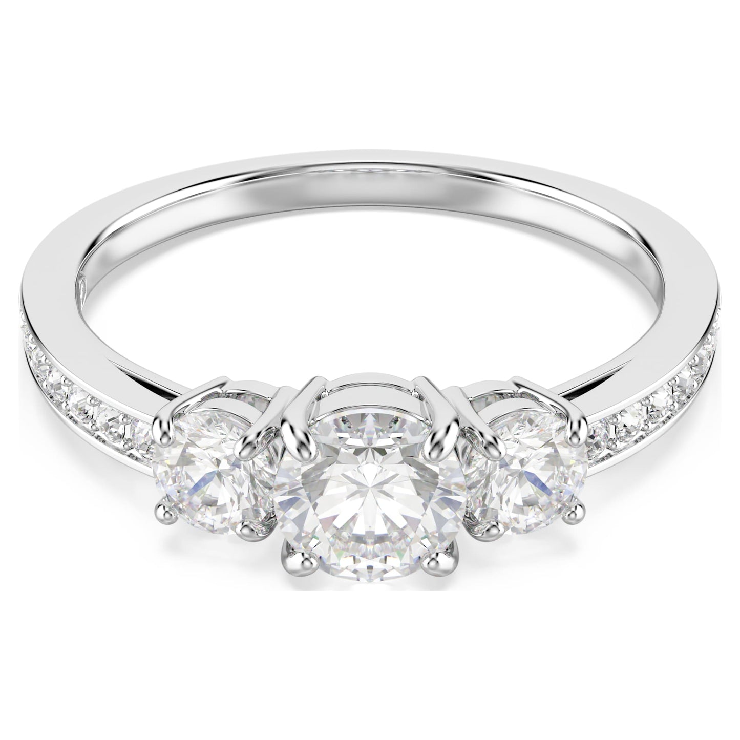 Anello Swarovski Stilla Attract Taglio Round, Bianco, Placcato color argento