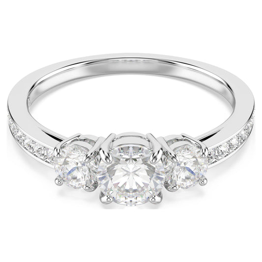 Anello Swarovski Stilla Attract Taglio Round, Bianco, Placcato color argento