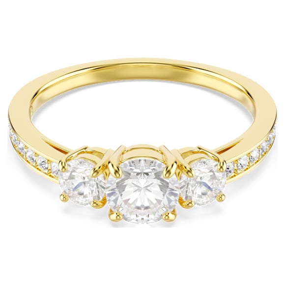 Anello Swarovski Stilla Taglio Round, Bianco, Placcato color oro - Misura 60