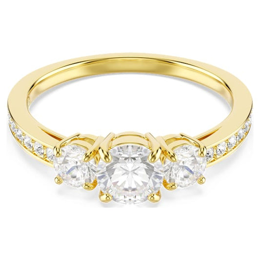 Anello Swarovski Stilla Taglio Round, Bianco, Placcato color oro - Misura 55