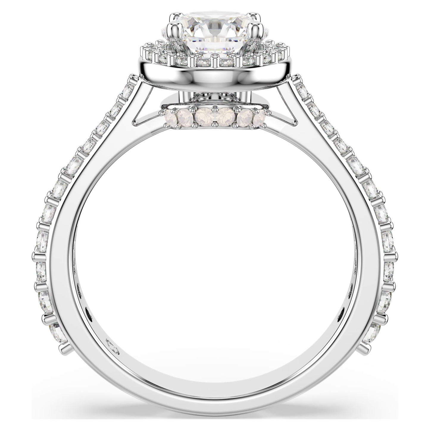 Anello Swarovski Una Angelic Taglio Round, Bianco, Placcato color argento