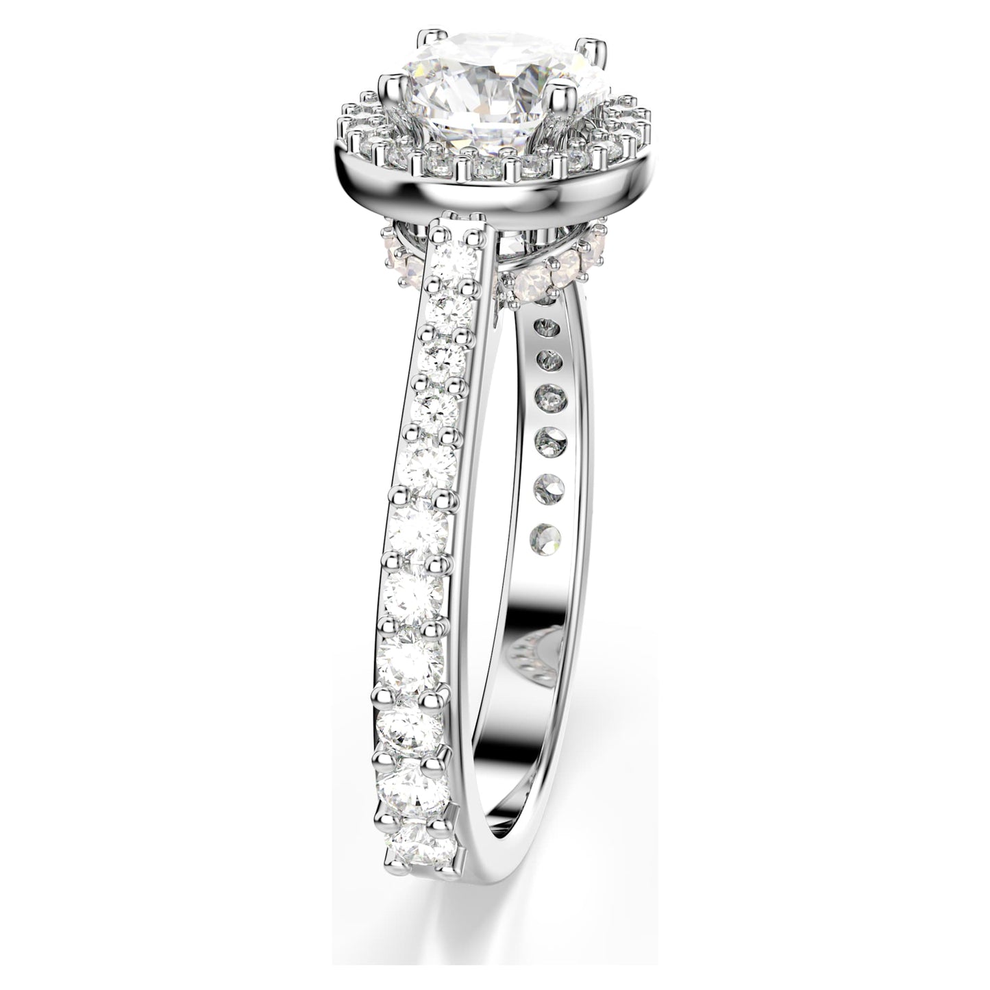 Anello Swarovski Una Angelic Taglio Round, Bianco, Placcato color argento