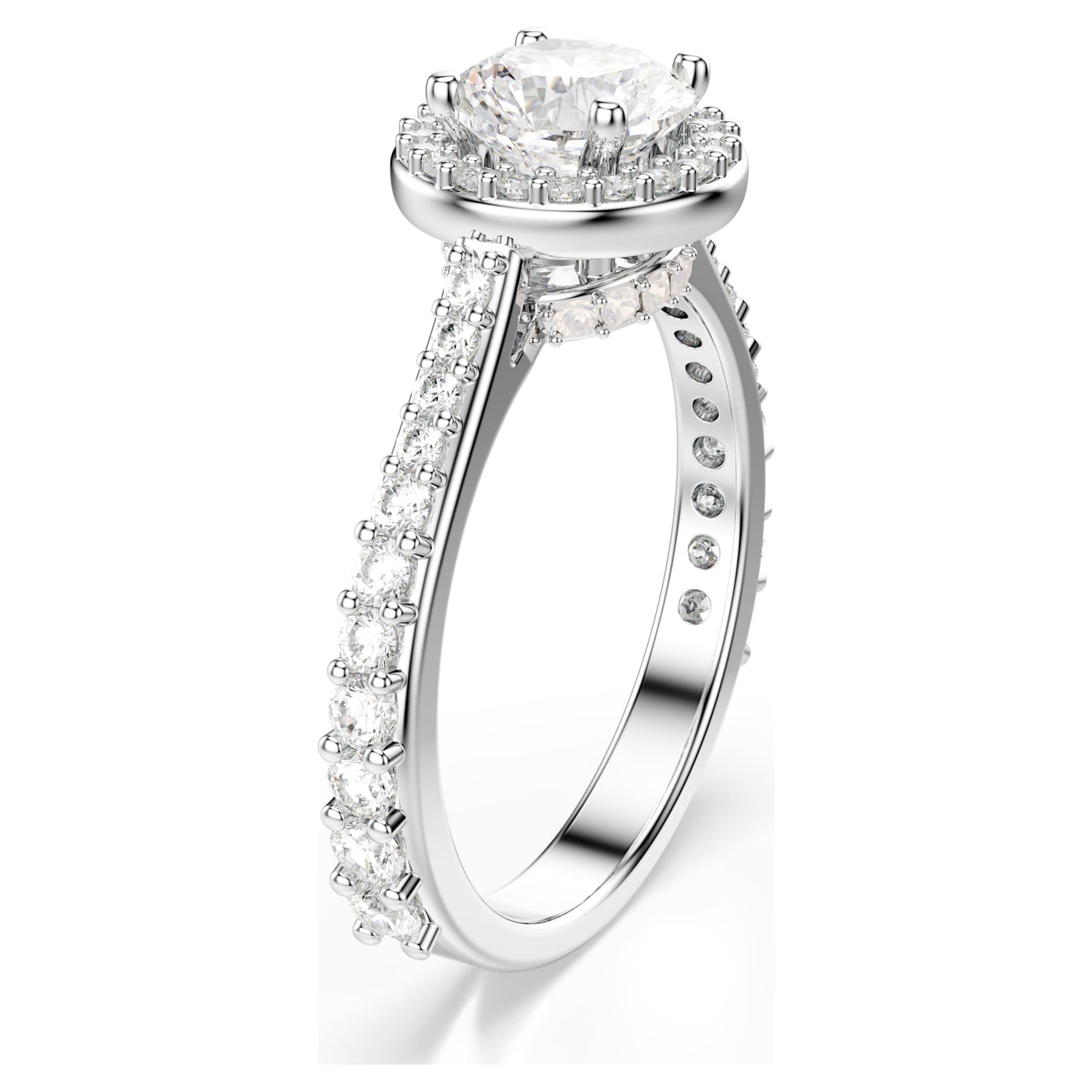 Anello Swarovski Una Angelic Taglio Round, Bianco, Placcato color argento