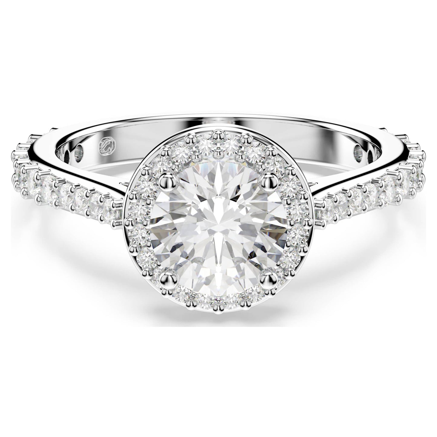 Anello Swarovski Una Angelic Taglio Round, Bianco, Placcato color argento