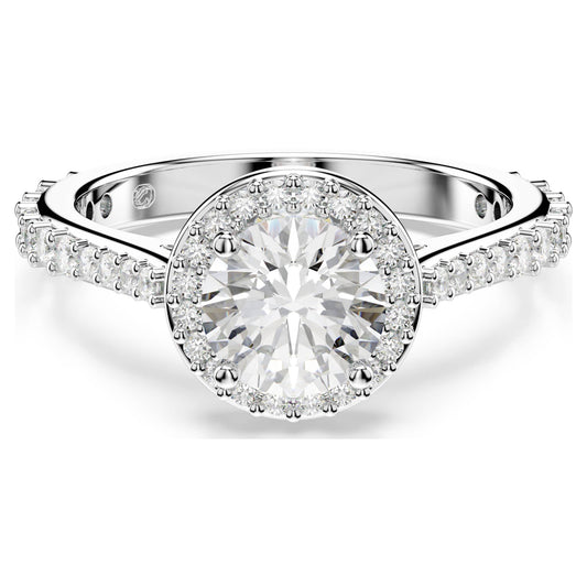 Anello Swarovski Una Angelic Taglio Round, Bianco, Placcato color argento