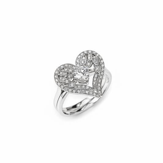 2 Anelli Amen Amore Argento Cuore con Zirconi - Misura 14