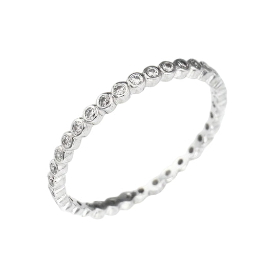 Anello Amen Argento Zirconi a Giro - Misura 16