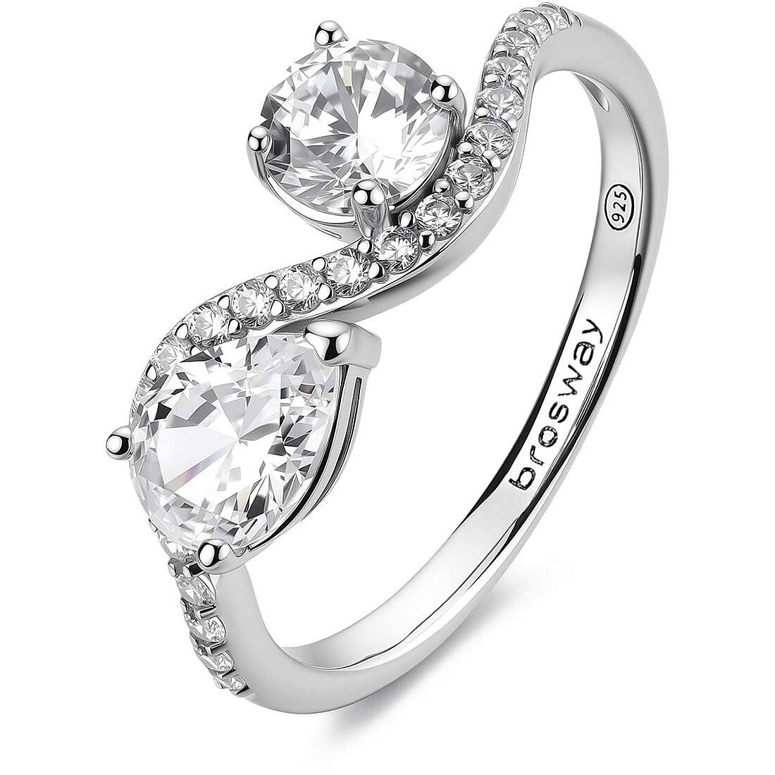 Anello Brosway Fancy Argento Ondulato Cubic Zirconia - Misura 16