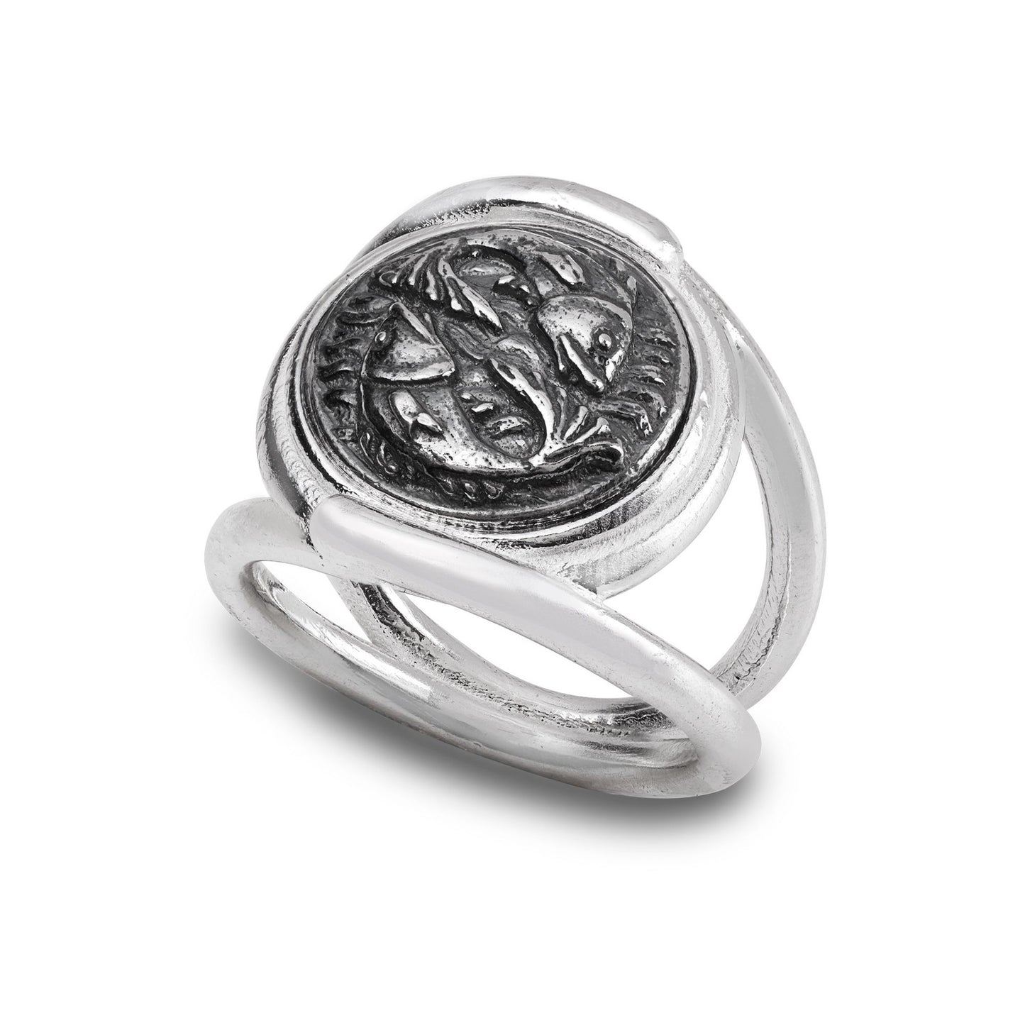 Anello Gerardo Sacco Zodiaco in Argento Segno Zodiacale Pesci - Misura 18