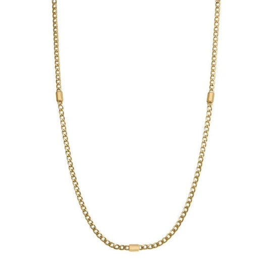 Collana Uomo Brosway Ink Acciaio Pvd Oro Maglia Grumetta 3 Bussolotti Ottagonali