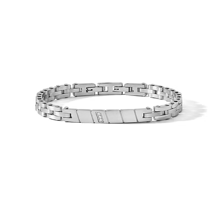 Bracciale Comete Senior Acciaio con Piastrina Centrale e Diamanti Ct. 1,5