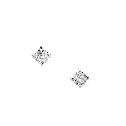 Orecchini Comete Rose di Diamanti Oro Bianco Pavè Diamanti