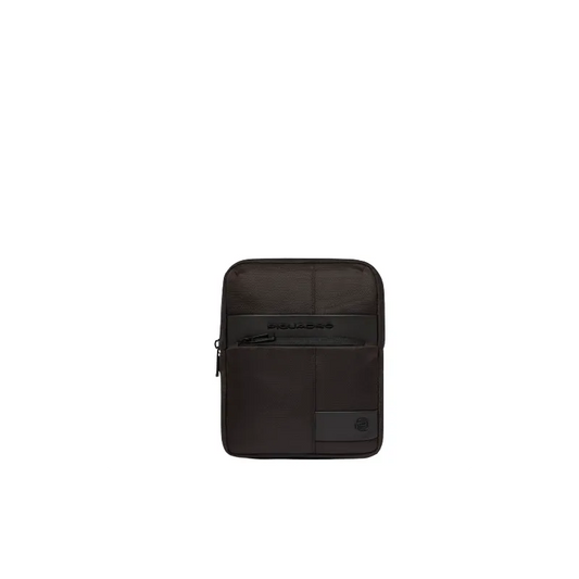Borselli Piquadro Borsello Uomo Piccolo Porta Ipad Tessuto Inserti Pelle Testa Di Moro