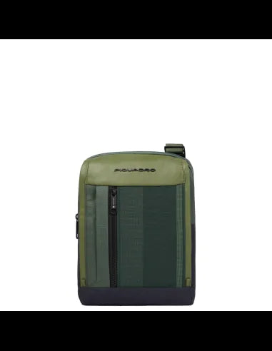 Borselli Piquadro Borsello Grande Porta Ipad Tessuto Verde Inserti Pelle