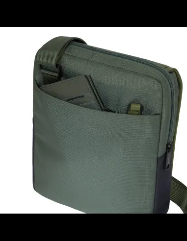 Borselli Piquadro Borsello Grande Porta Ipad Tessuto Verde Inserti Pelle