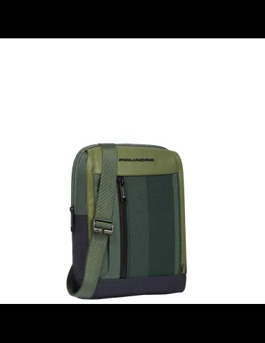 Borselli Piquadro Borsello Grande Porta Ipad Tessuto Verde Inserti Pelle