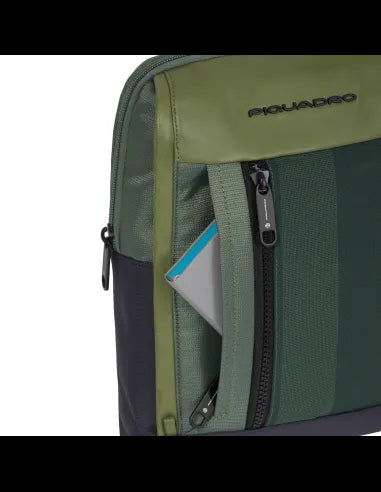 Borselli Piquadro Borsello Grande Porta Ipad Tessuto Verde Inserti Pelle