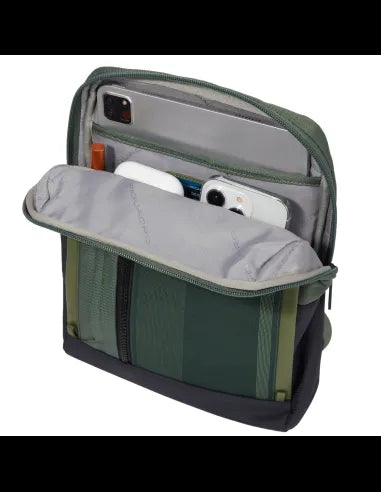 Borselli Piquadro Borsello Grande Porta Ipad Tessuto Verde Inserti Pelle