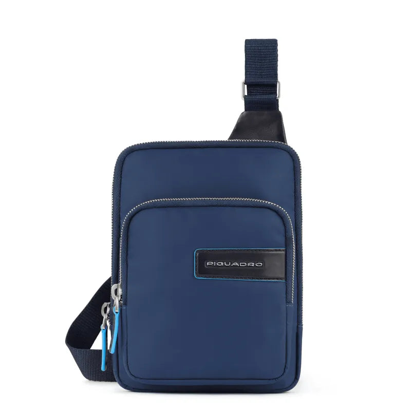 Borselli Piquadro Borsello Mini Porta Ipad Tessuto Inserto Pelle Blu