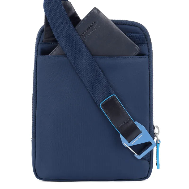 Borselli Piquadro Borsello Mini Porta Ipad Tessuto Inserto Pelle Blu