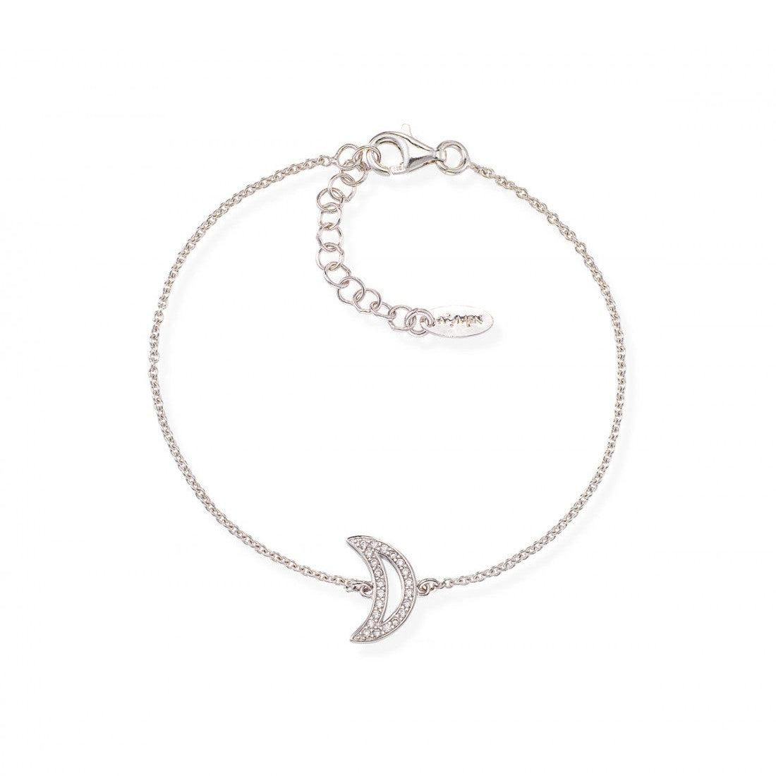 Bracciale Amen Romance Argento Inserto Centrale Mezzaluna Zirconi