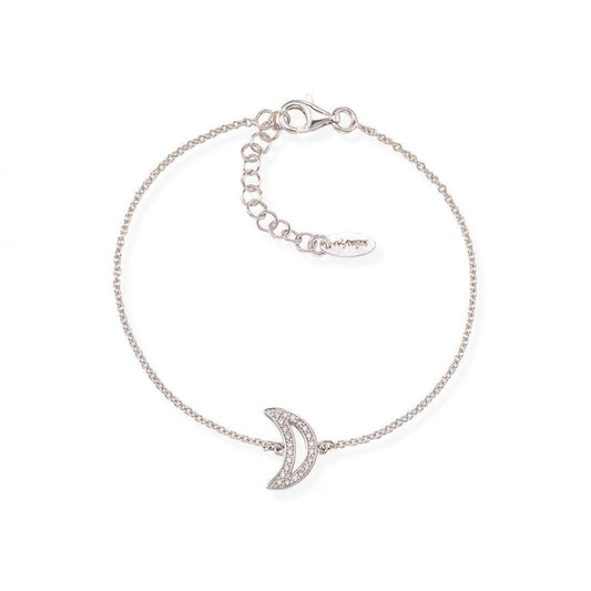Bracciale Amen Romance Argento Inserto Centrale Mezzaluna Zirconi