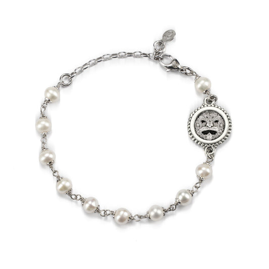 Bracciale Gerardo Sacco Perle Argento Brunito Moneta