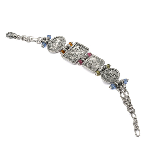 Bracciale Gerardo Sacco Tempora Argento Brunito 4 Stagioni Intervallate da Cubic Zirconia Multicolor
