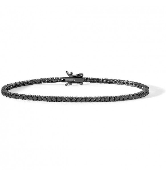 Bracciale Tennis Comete Argento Brunito Zirconi Neri - Misura 20 cm
