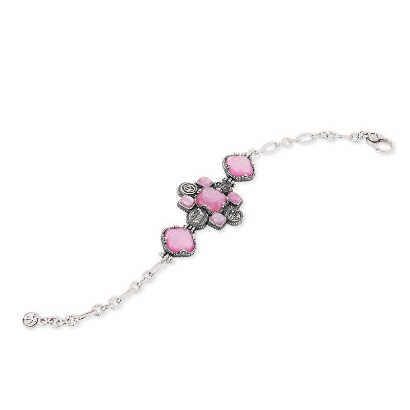 Bracciale Gerardo Sacco Magna Grecia Argento Pietre Sfaccettate Rosa
