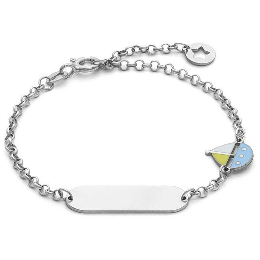 Bracciale Comete Kids Argento Piastrina e Barchetta Colorata
