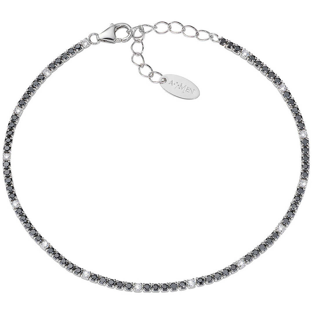 Bracciale Amen Tennis Mania Argento Zirconi Neri/Bianchi