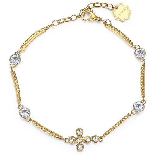 Bracciale Brosway Chakra Mistici Pvd Oro Cristalli E Croce