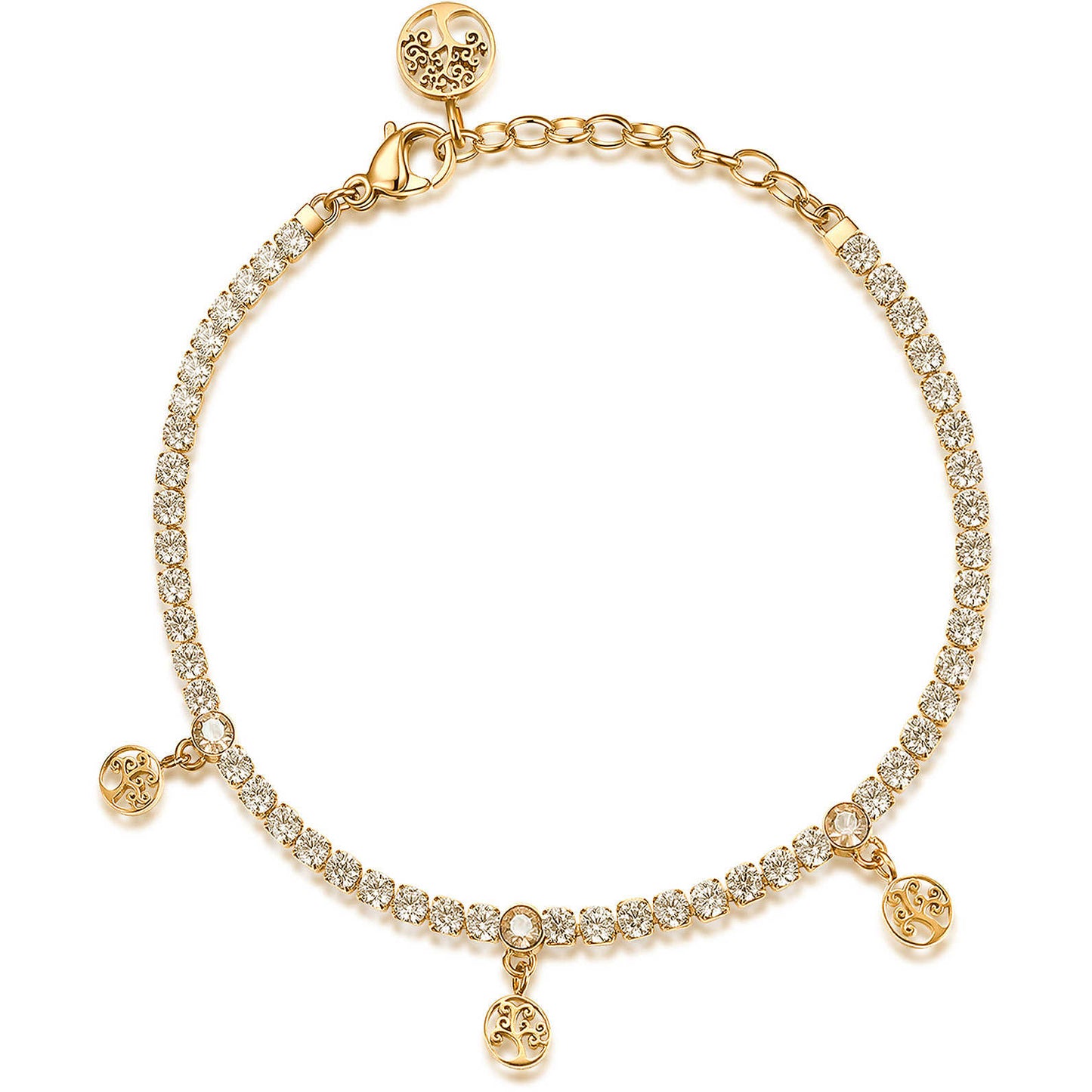 Bracciale Brosway Desideri Vita Rinascita Tennis Pvd Oro Cristalli e Charms