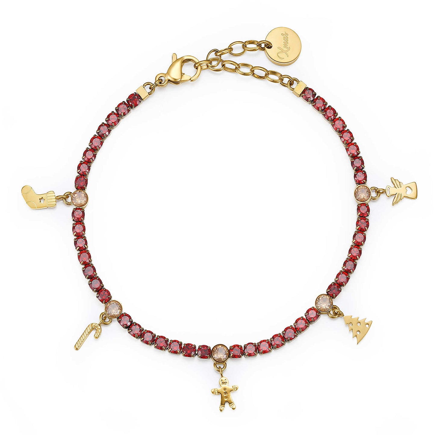 Bracciale Brosway Desideri Limited Edition Pvd Oro Tennis Con Cristalli Rossi e Charms