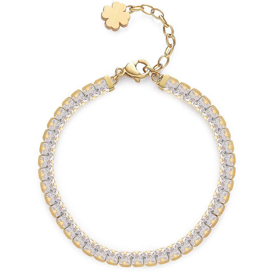 Bracciale Brosway Desideri Fortuna Tennis Pvd Oro Cristalli e Quadrifoglio