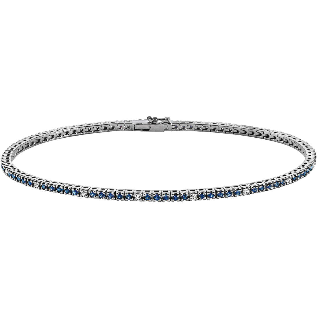 Bracciale Tennis Comete Pietre Preziose Oro Bianco Zaffiri Blu e Diamanti