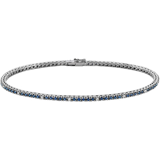 Bracciale Tennis Comete Pietre Preziose Oro Bianco Zaffiri Blu e Diamanti