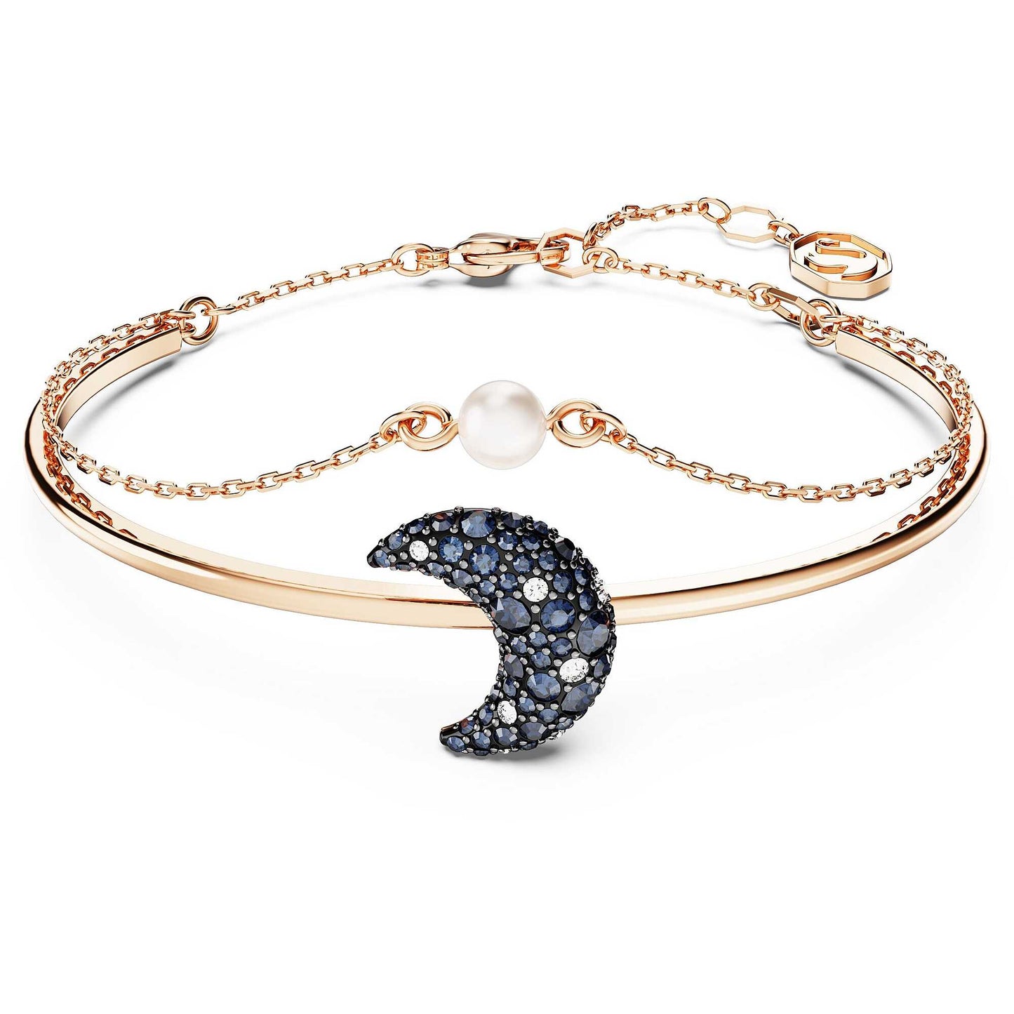 Bracciale Rigido Swarovski Sublima Luna, Multicolore, Placcato color oro rosa