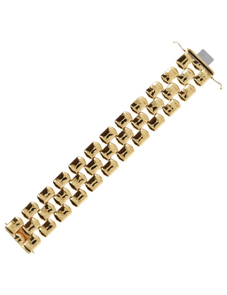 Bracciale a Fascia Etrusca Lega Golden Placcata Oro 18 kt Catena Pantera