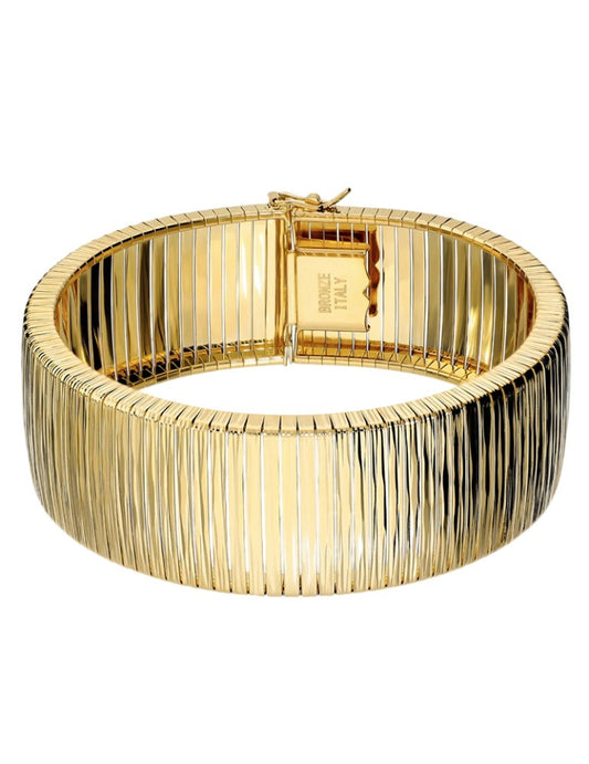 Bracciale Etrusca Lega Golden Placcata Oro 18 Kt Omega Diamantato Cm.19