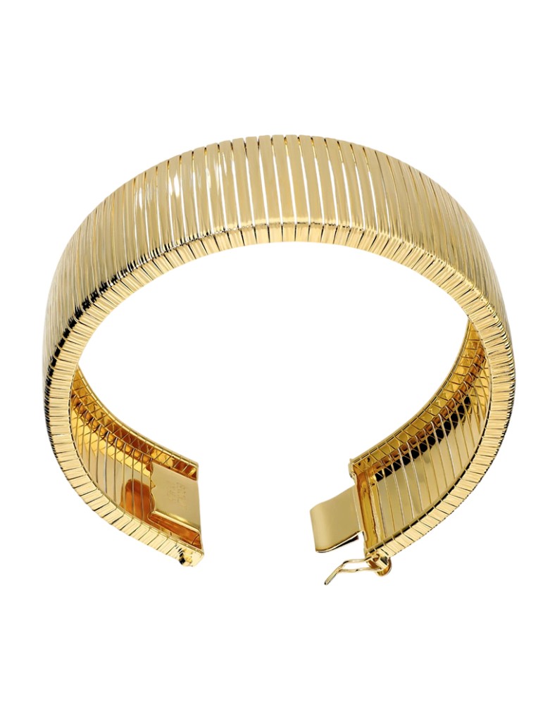 Bracciale Etrusca Lega Golden Placcata Oro 18 Kt Omega Diamantato Cm.19