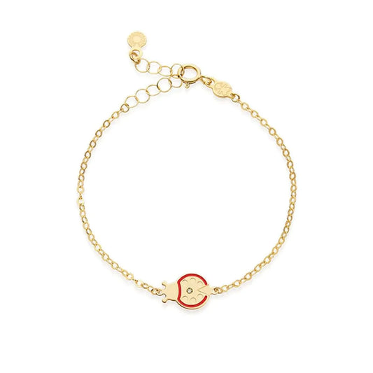 Bracciale Lebebé Prime Gioie Lucciole Oro Giallo 9 Kt Coccinella Smalto Rosso + Diamantino