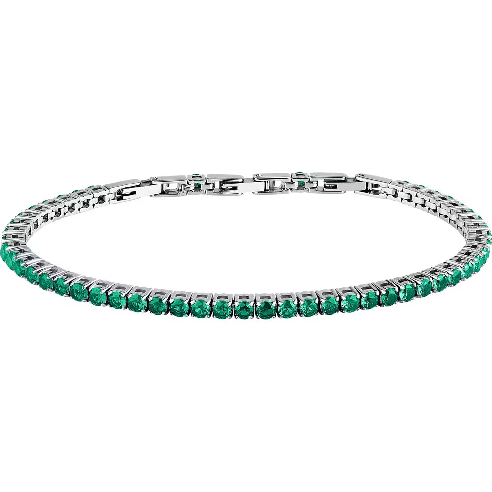 Bracciale Tennis Morellato Club Acciaio Cristalli Verdi