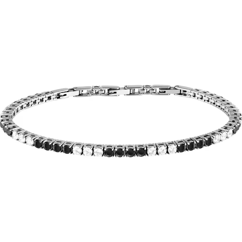 Bracciale Tennis Morellato Club Acciaio Cristalli Neri/Bianchi