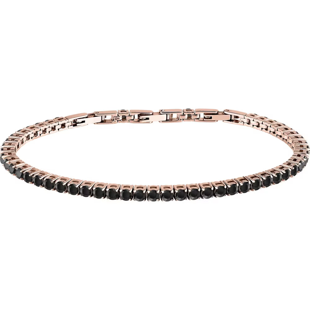 Bracciale Tennis Morellato Club Pvd Oro Rosa Cristalli Neri