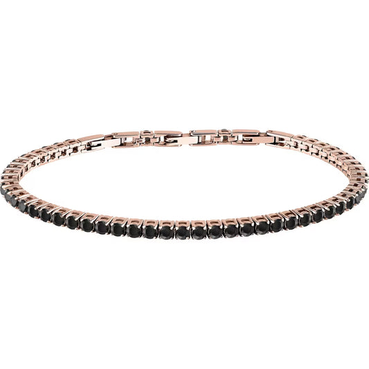 Bracciale Tennis Morellato Club Pvd Oro Rosa Cristalli Neri